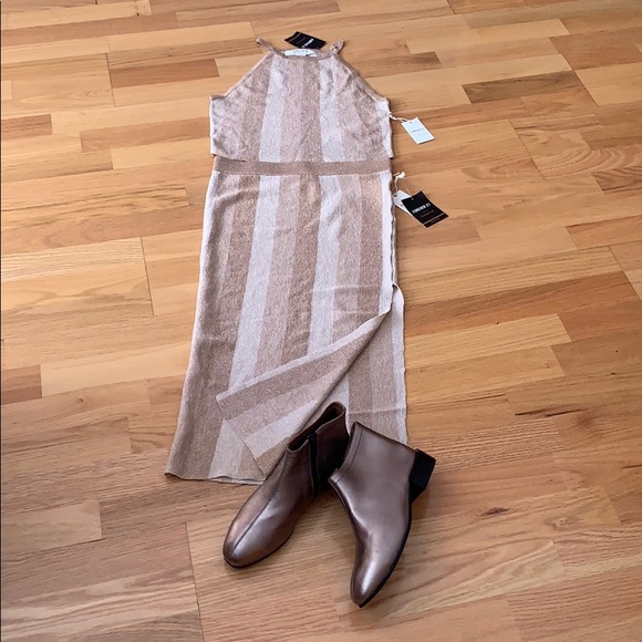 NWT 2PC Knit set Skirt&Top Gold ✨ metallic champagne 🌟 - Picture 13 of 16